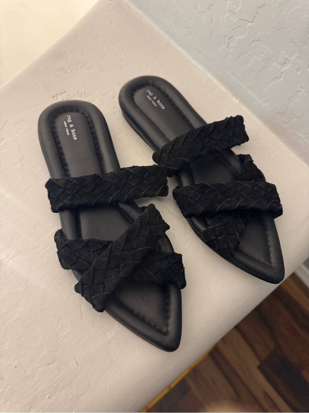 rag & bone Black Braided Slide Sandals